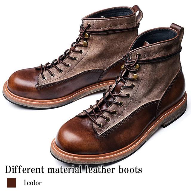 ブーツ メンズ 異素材レザーブーツ 冬 完全 ファスナー 革 暖かい 本革 セット レザー シューズ 滑らない あったか 防寒 モード 防水 スエード 軽い 人気 幅広 大人 秋 ブランド 黒 ジッパー ブーツ夏 靴 春 フロント ワーク サイドジップ ハイカット ロングの通販は 16,511円