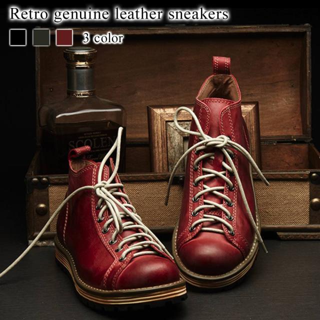 ブーツ メンズ レトロ本革スニーカー 安い 20代 夏 秋 本革 春 50代 人気 おしゃれ ブランド 冬 ロング バイク 30代 レザー ビジネス 黒 革 防水 40代の通販は 14,380円