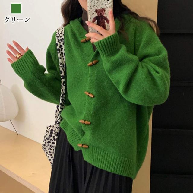 カーディガン レディース ホーンボタンゆるニット 20代 おしゃれ 黒 ブランド 綿 春 人気 冬 夏 秋 白 仕事 薄手 30代 厚手 50代 40代 ロング オフィスの通販は