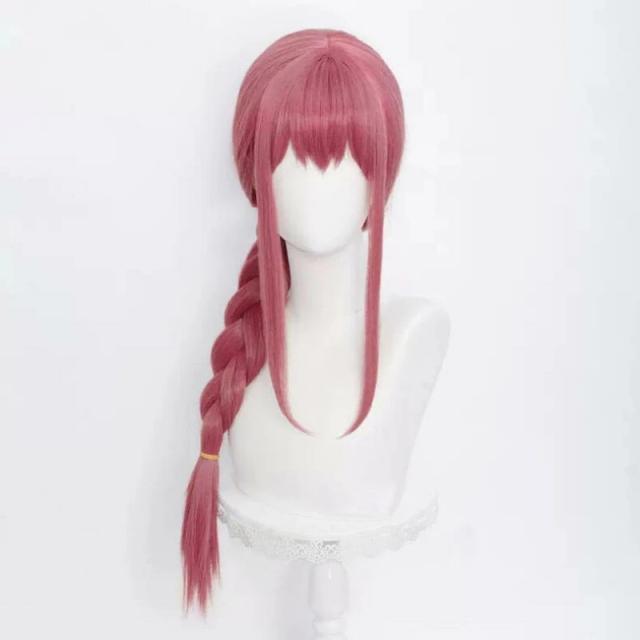 【送料無料】コスプレ マキマ まきま チェンソーマン コスプレウィグ ウィッグ かつら ウィッグネット付き ローズレッドの三つ編みヘアの通販は