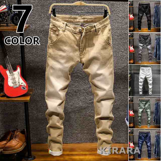 デニムパンツ メンズ ジーパン ストレッチ ジーンズ カジュアル ボトムス Ｇパン 伸縮性 ダメージ加工 ウォッシュ加工 美脚 バイクパンツの通販は 5,236円