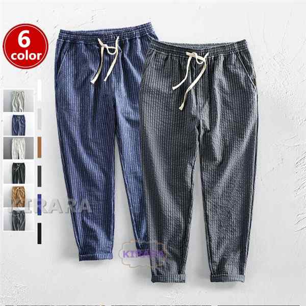 チノパン メンズ ストライプ柄 パンツ 春 夏 ボトムス テーパードパンツ 九分丈 大きいサイズ カジュアル アウター お兄系 オシャレ 5,026円