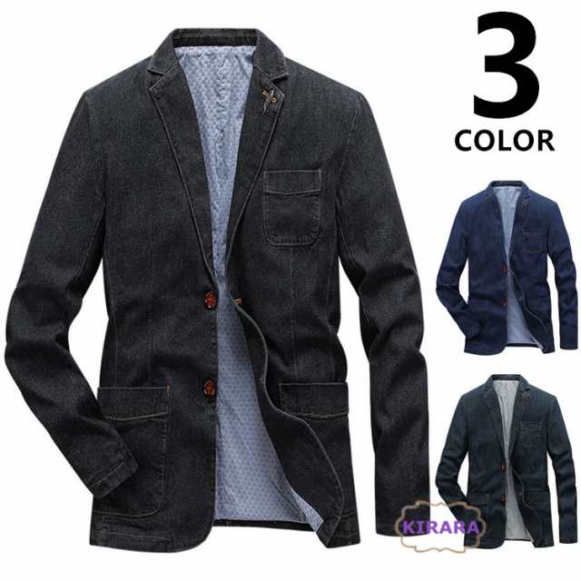 デニムジャケット メンズ ジージャン ビンテージ ジャンバー ウォッシュ 無地 テーラードジャケット スリム アウター ブルゾン ビジネスの通販は 6,729円