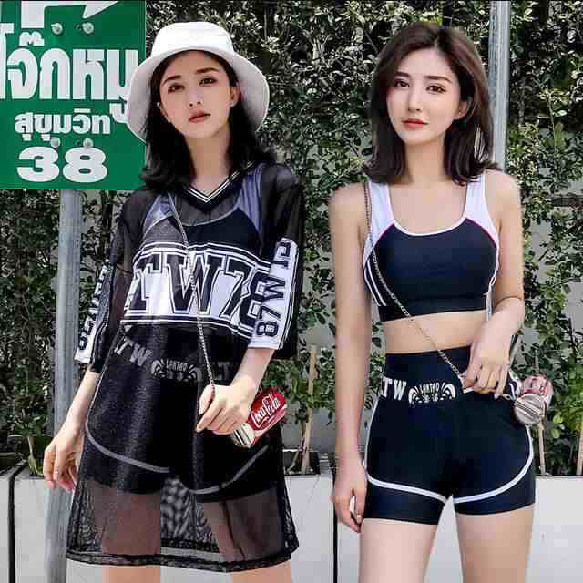 水着レディース ３点セット水着 ビキニ ワイヤーなし スポーティー パッド付き スイムウェア アウター付き タンキニ ビーチウエアの通販は 5,705円