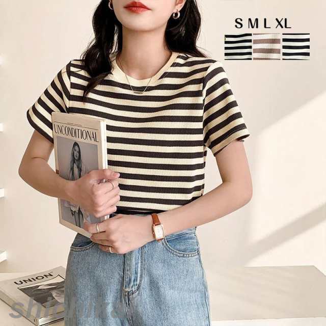 ボーダー カットソー 半袖 ボートネック tシャツ 無地 トップス レディース 夏 薄手 綿100% コットン20代 30代 40代 50代 ファッショの通販は 5,846円