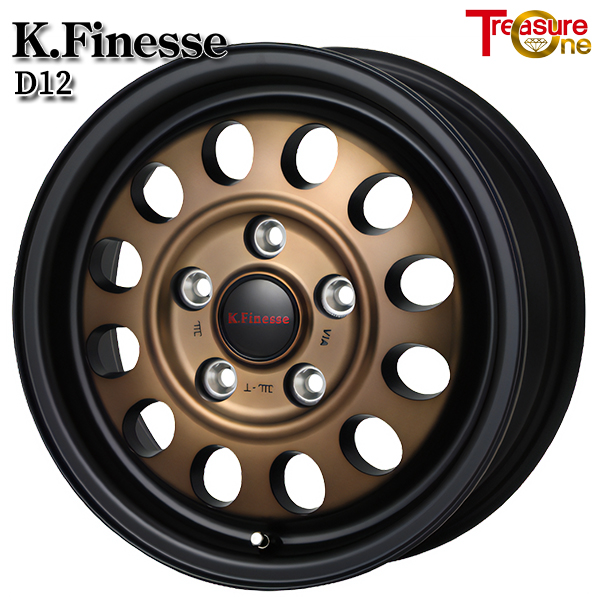 トレジャーワン Kフィネス D12 15インチ 6.0J 5H114.3 +50 ブラックブロンズクリア アルミホイール単品 1本 4本以上送料無料