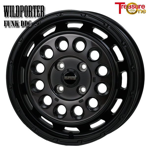 トレジャーワン ワイルドポーターFunkDDC 14インチ 4.5J 4H100 +45 ブラックポリッシュブラッククリア アルミホイール単品 4本（1台分） 送料無料