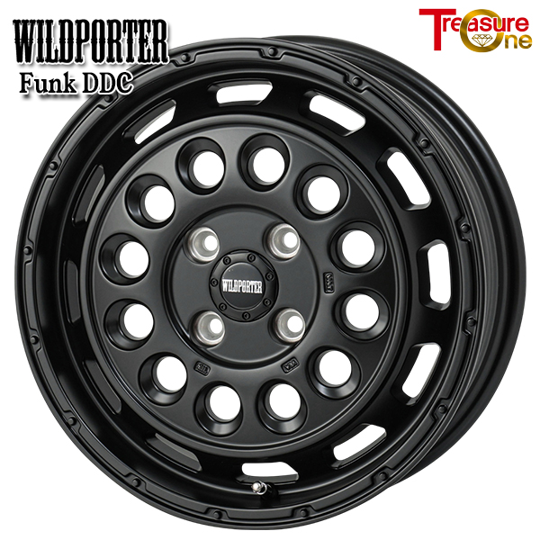 トレジャーワン ワイルドポーターFunkDDC 15インチ 5.0J 4H100 +45 マットブラック アルミホイール単品 4本（1台分） 送料無料