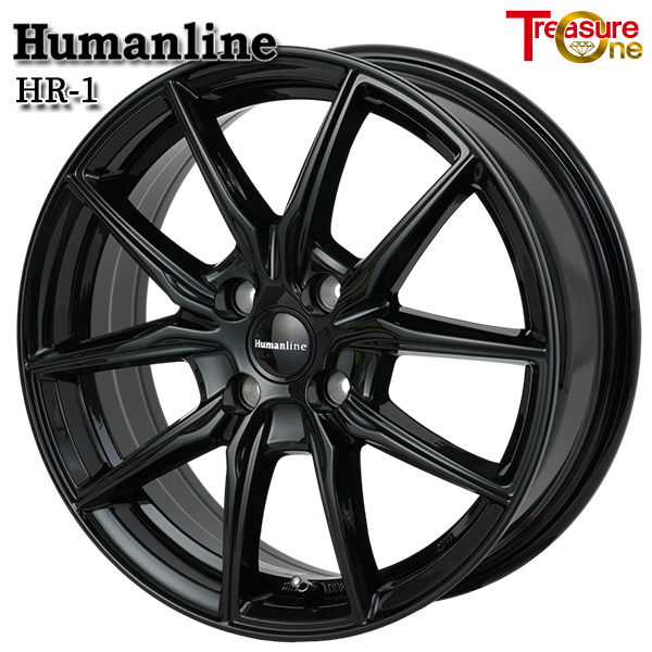 トレジャーワン ヒューマン生産ライン HR1 15in 4.5J 4H100 +45 黒いこと 軽銀銀輪単品 4本（1台分） 貨物輸送無料