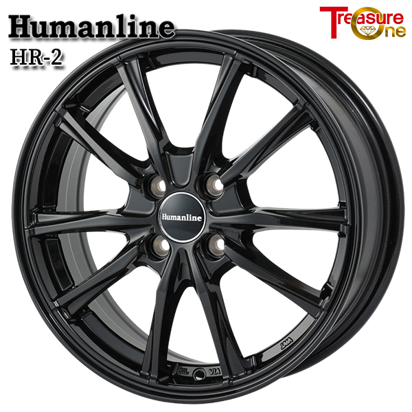 トレジャーワン ヒューマンライン HR2 16インチ 6.0J 4H100 +40 ブラック アルミホイール単品 4本（1台分） 送料無料