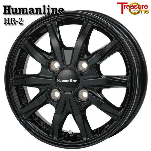トレジャーワン ヒューマンライン HR2 12インチ 3.5J 4H100 +42 ブラック アルミホイール単品 4本（1台分） 送料無料