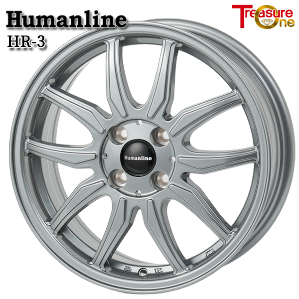トレジャーワン ヒューマン生産ライン HR3 15in 5.5J 4H100 +50 白いこと 軽銀銀輪単品 4本（1台分） 貨物輸送無料
