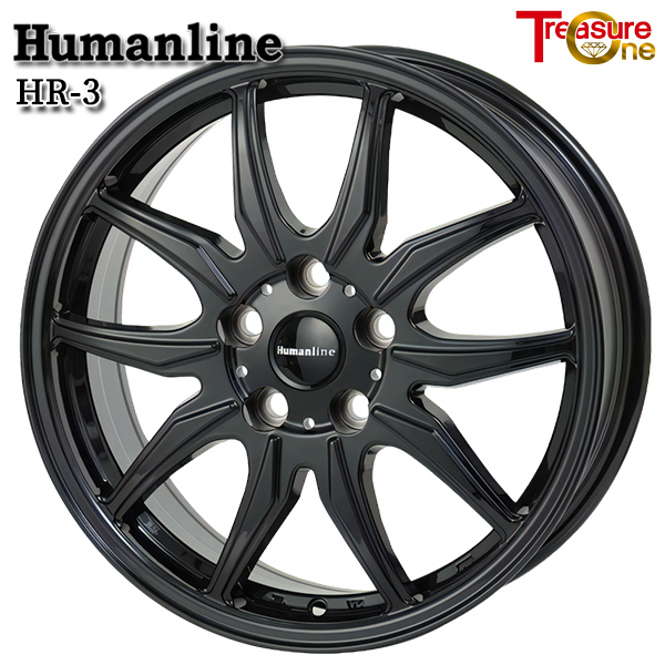 トレジャーワン ヒューマンライン HR3 15インチ 6.0J 5H114.3 +43 ブラック アルミホイール単品 1本 4本以上送料無料
