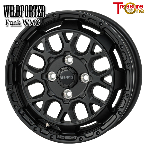 トレジャーワン ワイルドポーターFunkWMC 14インチ 4.5J 4H100 +45 マットブラック アルミホイール単品 4本（1台分） 送料無料