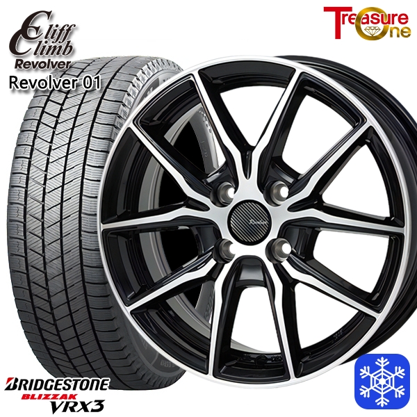 【2025年製】155/65R14インチ ブリヂストン ブリザック VRX3 4.5J 4H100 スタッドレスタイヤホイール4本セット クリフクライム リボルバー 01