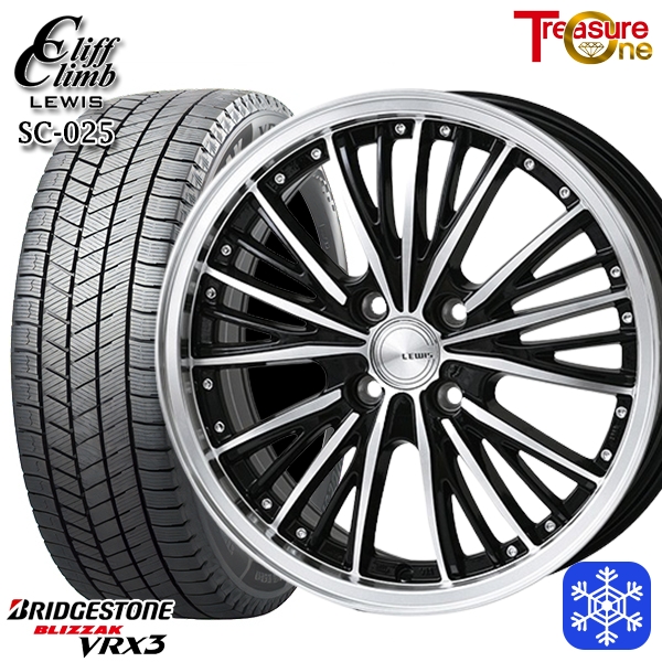 【2025年製】155/65R14インチ ブリヂストン ブリザック VRX3 4.5J 4H100 スタッドレスタイヤホイール4本セット クリフクライム ルイス SC025
