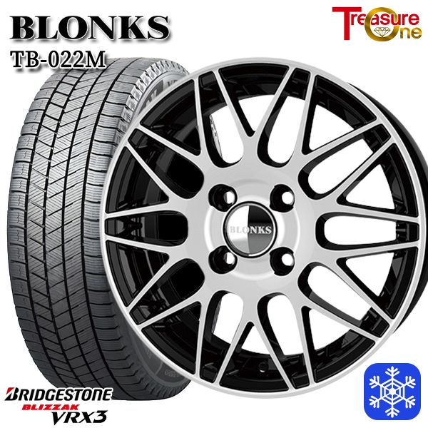 【2025年製】155/65R14インチ ブリヂストン ブリザック VRX3 4.5J 4H100 スタッドレスタイヤホイール4本セット ブロンクス TB022M