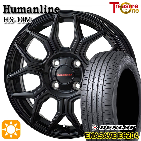 新品 サマータイヤホイールセット1台分 ヒューマンラインHS10M 14x4.5J+45 4H100 BK DL エナセーブEC204 155/65R14 75S 28,795円