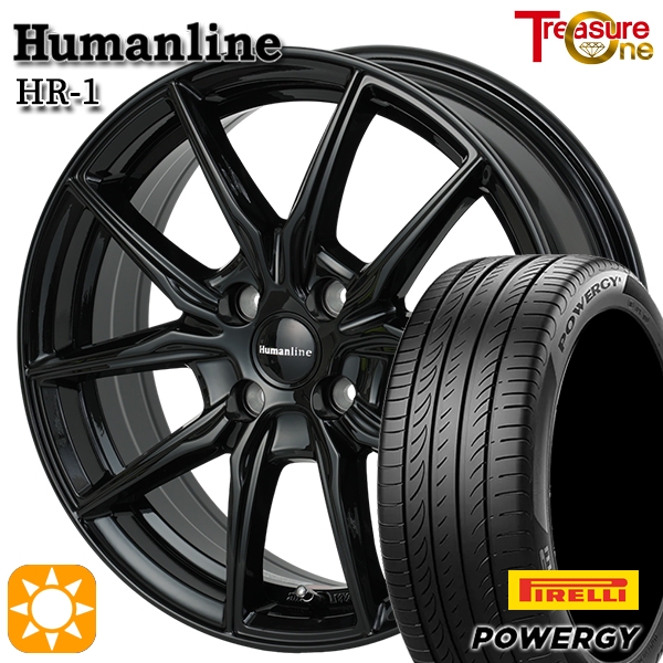 サマータイヤ ホイール4本セット ヒューマンライン HR01 BK 15インチ 5.5J 4H100 +43 ピレリ パワジー POWERGY 185/60R15 84H