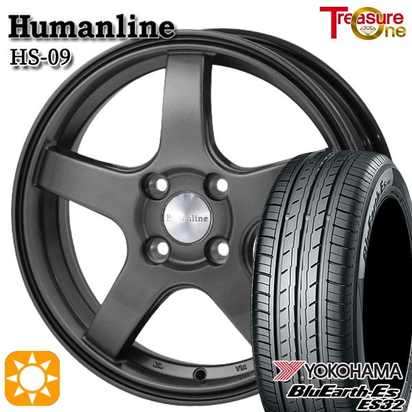 サマータイヤ ホイール4本セット 155/55R14インチ 4H100 トレジャーワン ヒューマンライン HS09 DG ヨコハマ ブルーアース ES32