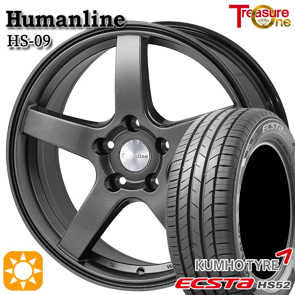 サマータイヤ ホイール4本セット 205/55R16インチ 5H114 トレジャーワン ヒューマンライン HS09 BK ダンロップ エナセーブ EC202L P最大30倍！10⁄20取付対象205⁄55R16 サマータイヤ