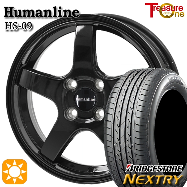 サマータイヤ ホイール4本セット 175/65R14インチ 4H100 トレジャーワン ヒューマンライン HS09 BK ブリヂストン ネクストリーの通販は 32,825円