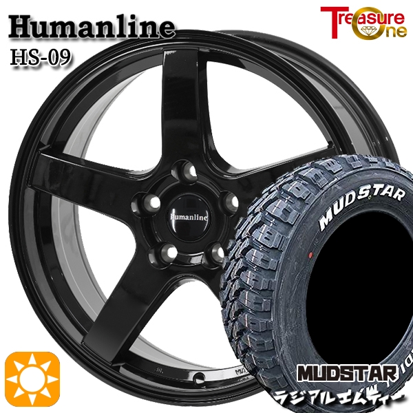 サマータイヤ ホイール4本セット 215/60R16インチ 5H100 トレジャーワン ヒューマンライン HS09 BK マッドスター ラジアルM/T ホワイトレター