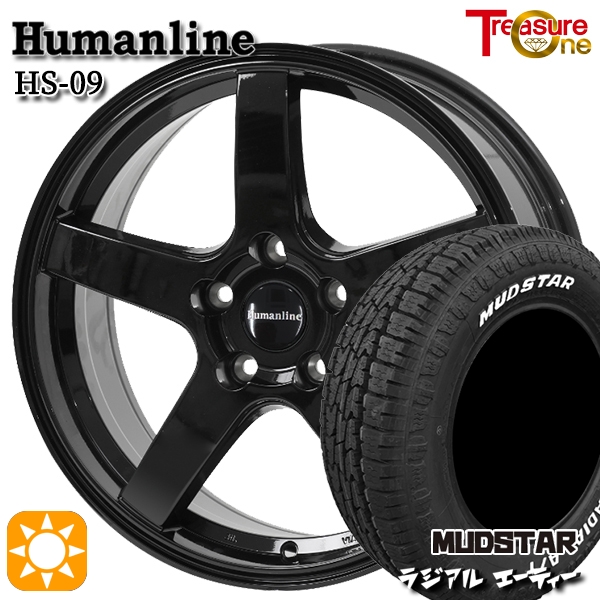 サマータイヤ ホイール4本セット 205/60R16インチ 5H114 トレジャーワン ヒューマンライン HS09 BK マッドスター ラジアルA/T ホワイトレター