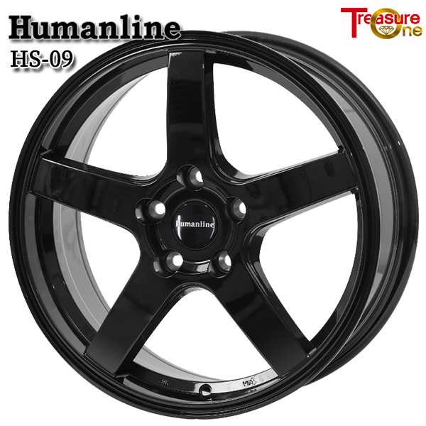 17インチ 7.0J 5H114.3 +53 トレジャーワン ヒューマンライン HS09 ブラック アルミホイール単品 4本（1台分） 送料無料
