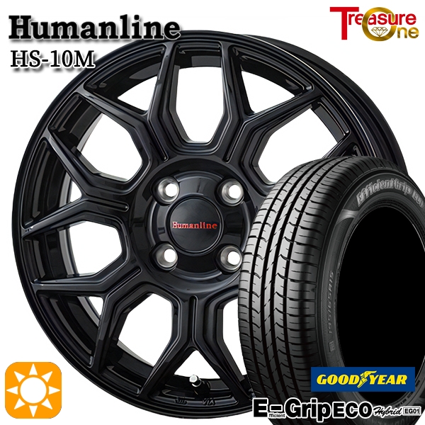 サマータイヤ ホイール4本セット 165/70R14インチ 4H100 ヒューマンライン HS10M BK グッドイヤー エフィシエントグリップ エコ EG01