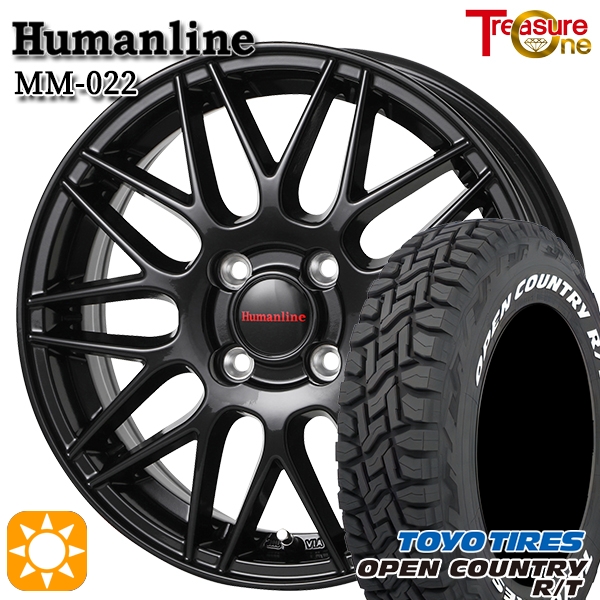 サマータイヤ ホイール4本セット 165/65R15インチ 4H100 ヒューマンライン MM022 BK トーヨー オープンカントリー R/T ホワイトレター