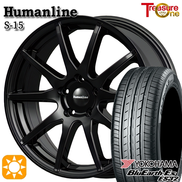 サマータイヤ ホイール4本セット 225/55R18インチ 5H114 ヒューマンライン S15 BK ヨコハマ ブルーアース ES32