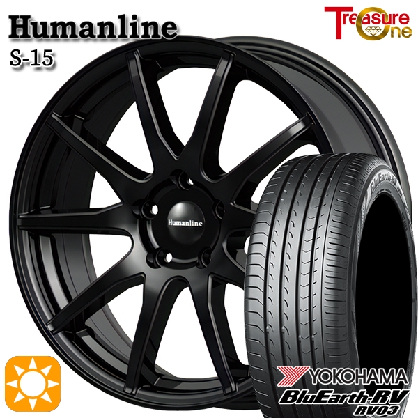サマータイヤ ホイール4本セット 215/60R16インチ 5H114 ヒューマンライン S15 BK ヨコハマ ブルーアース RV-03