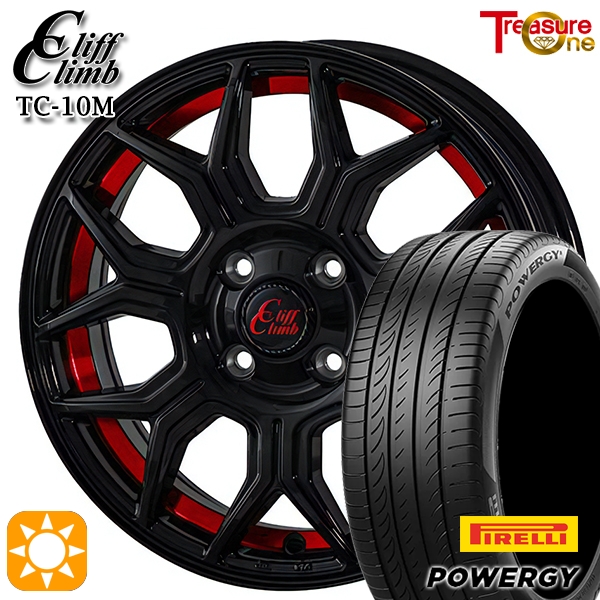 サマータイヤ ホイール4本セット 165/55R15インチ 5.0J 4H100 +45 トレジャーワン クリフクライム TC10M RED ピレリ パワジー POWERGY