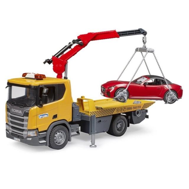 BRUDER SCANIA レッカークレーン＆BRUDERロードスター 03552 | ブルーダー 車のおもちゃ はたらく車 のりもの レッカー車 ミニカー スカの通販は