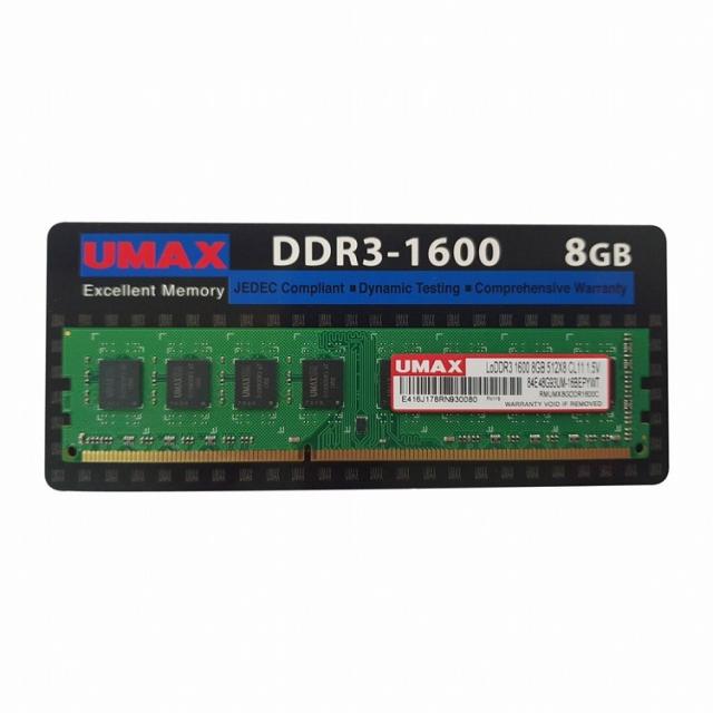 UMAX UMAX デスクトップ向け DDR3 1600 8GB[UM-DDR3S-1600-8GB](代引不可)【送料無料】の通販は