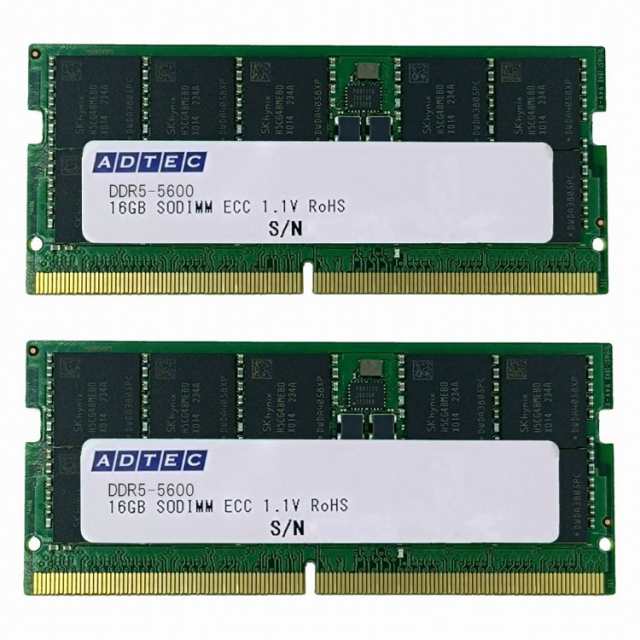 アドテック DDR5-5600 SO-DIMM ECC 16GBx2枚 1Rx8 ADS5600N-E16GSBW(代引不可)【送料無料】の通販は