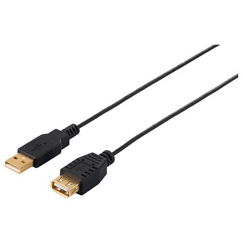 BUFFALO USB2.0延長ケーブル (A to A) スリムタイプ 2m ブラック BSUAASM220BK(代引不可) USBケーブル