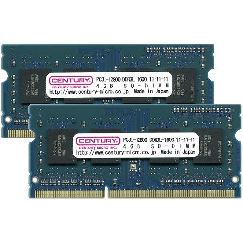 センチュリーマイクロ NT用 PC3L-12800 DDR3L-1600 204p SODIMM 1.5/1.35v共用 8GB(4GBx2) CK4GX2-SOD3LU1600(代引不可)【送料無料】の通販は 17,198円
