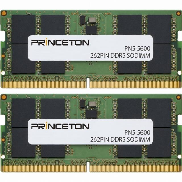 プリンストン 32GB(16GB 2枚組)DDR5-5600 262PIN SODIMM PN5-5600-16GX2(代引不可)【送料無料】の通販は 21,342円