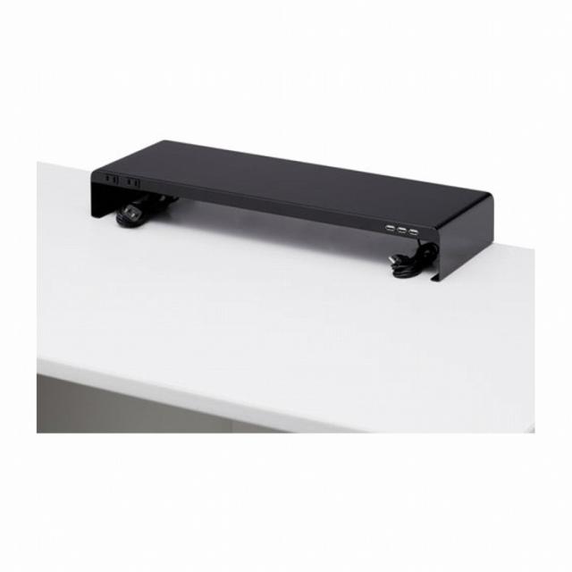 サンワサプライ 電源タップ+USBポート付き机上ラック(W600xD200 ブラック) MR-LC202BKN(代引不可)【送料無料】