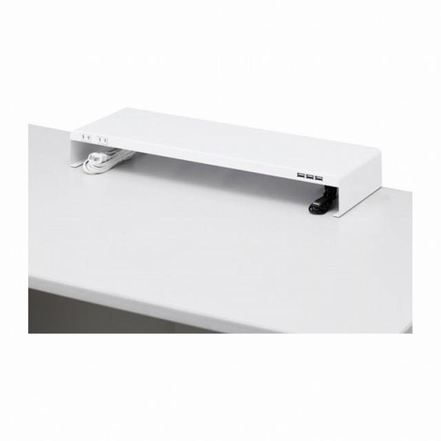 サンワサプライ 電源タップ+USBポート付き机上ラック(W600xD200 ホワイト) MR-LC202WN(代引不可)【送料無料】ラック