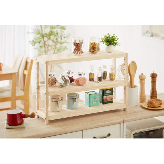 ミニパインラック スパイスラック 幅60cm 奥行18cm 高さ40cm 天然木