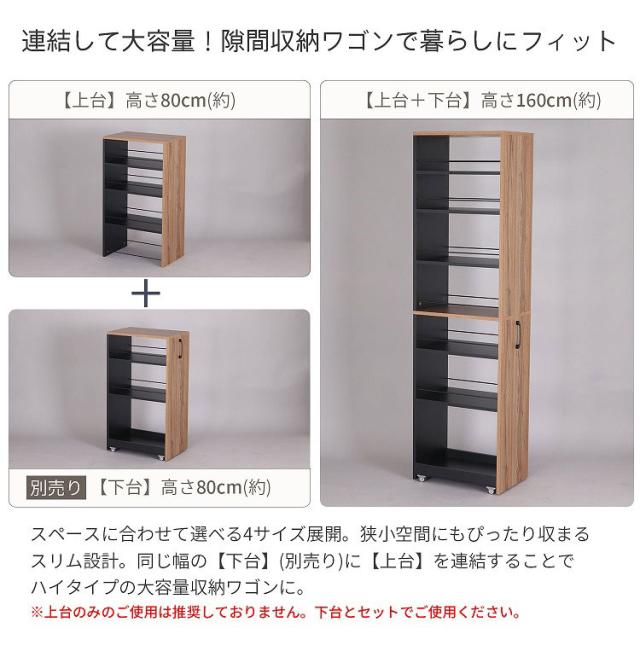 隙間ワゴン専用上棚 幅30cm 奥行き45cm 高さ80cm 上棚のみ スリムワゴン すき間収納 収納ワゴンキッチン ワゴン洗面所 収納ランドリーラック 調味料ラック ストッカー キャスター付き収納(代引不可)【送料無料】_2