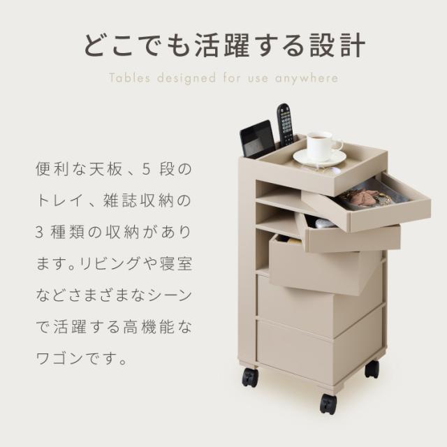 日本製 ワゴン キャスター付き おしゃれ 5段トレイ キッチンワゴン 回転 回転式 キッチン収納 ラック サイドワゴン キッチン コスメ ワゴン ドレッサー ネイル 韓国 インテリア 完成品(代引不可)【送料無料】_3