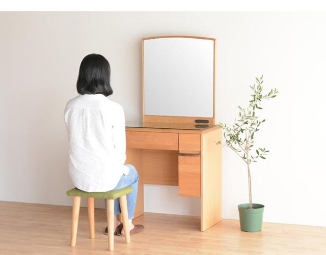 ドレッサーデスク 一面 化粧台 幅65cm 椅子付き コンパクト メイク台 収納ボックス 引き出し 鏡台(代引不可)【送料無料】_2