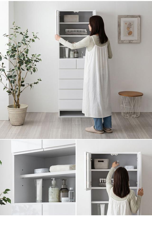 ランドリーチェスト ハイタイプ 幅60cm 高さ180cm 奥行40cm 【国産 完成品】 ランドリー収納 サニタリーラック(代引不可)【送料無料】_2