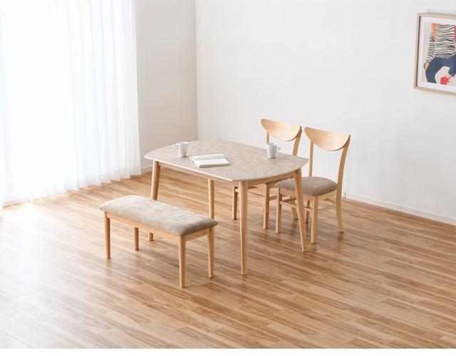 ダイニングセット 幅120cm チェア2脚 ベンチ セット 4人掛け メラミン 背もたれなし 椅子 北欧 カフェ風 撥水 耐熱 傷に強い 熱に強い 食卓テーブルセット 北欧 モダン(代引不可)【送料無料】_1