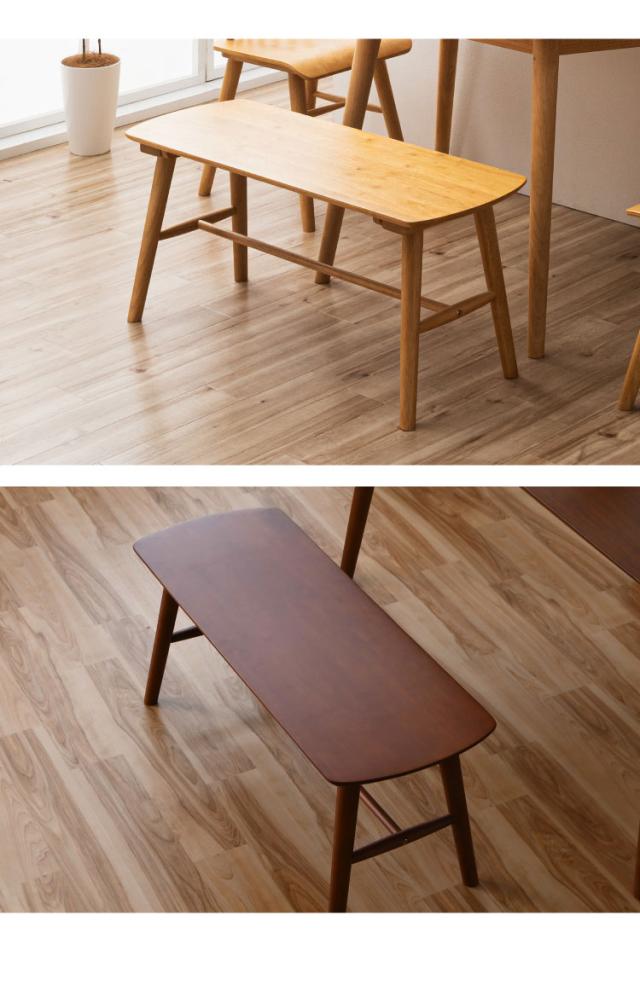 ダイニングベンチ 95cm 単品 無垢材 ラバーウッド 天然木 木製 ベンチ 2人掛け 組み立て簡単 椅子 ダイニング チェア おしゃれ 北欧 ナチュラル ブラウン シンプル スリム 玄関椅子 長椅子 (代引不可)【送料無料 】_2