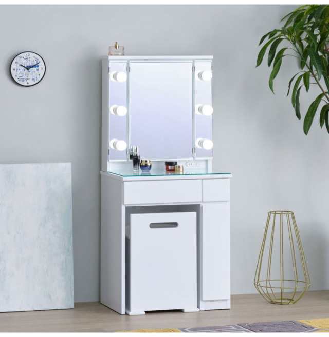 一生紀 女優ドレッサー 幅60 完成品 LEDライト付き 3面鏡 EGAL DRESSER